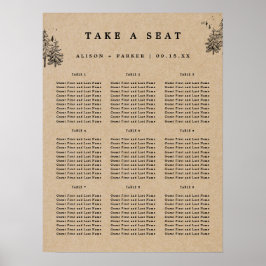 クラフト素朴手抜き松の木が座る ポスター