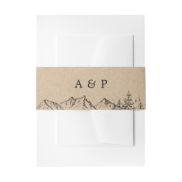 クラフト素朴手描き山と松 招待状ベリーバンド