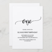 クラフト素朴書道ファースト誕生日 招待状 (正面/裏面)