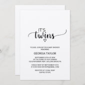 クラフト素朴書道双生児シャワー 招待状 (正面/裏面)