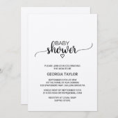 クラフト素朴書道赤ちゃんシャワー 招待状 (正面/裏面)
