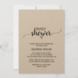 クラフト素朴書道赤ちゃんシャワー 招待状