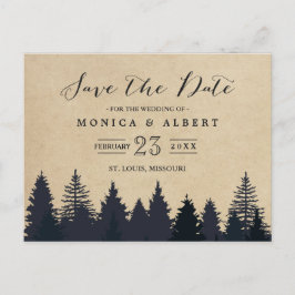 クラフト素朴松の木の森の日付を保存 案内ポストカード