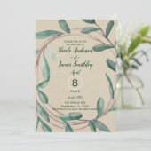 クラフト素朴植物性リースリーフ結婚ズ 招待状 (スタンド正面)