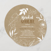 クラフト素朴植物模様ブライダルシャワー 招待状 (正面/裏面)