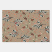 クラフト素朴混合スプルース松コーン赤い果実 ラッピングペーパーシート (正面2)