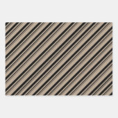 クラフト素朴白黒ターコイズキャンディストライプズ ラッピングペーパーシート (正面)