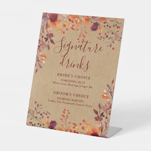 クラフト素朴秋秋季フローラシグネチャードリンク 台座サイン (正面)