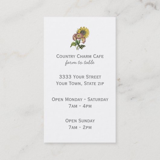 クラフト素朴紙ひまわりフローラ名刺 名刺 (裏面)