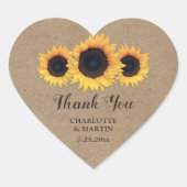 クラフト素朴紙ひまわり、ありがとうございました ハートシール (正面)