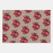 クラフト素朴紙ほこりっぽい赤い花の茎 ラッピングペーパーシート (正面2)