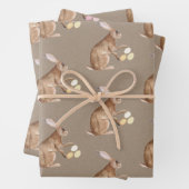 クラフト素朴紙イースターバニーエッグ狩り ラッピングペーパーシート (インサイチュ)