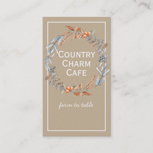 クラフト素朴紙ウォーター色リース 名刺 (正面)