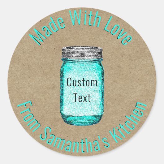 クラフト素朴紙キッチンメイソンジャーカスタム文字 ラウンドシール (正面)