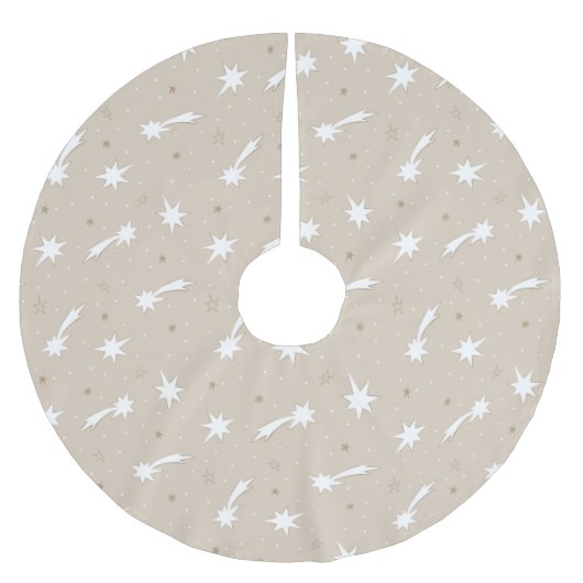 クラフト素朴紙クリスマススターパターン ブラッシュドポリエステルツリースカート (正面)