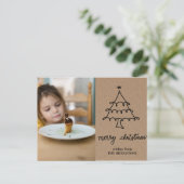 クラフト素朴紙クリスマスツリータイポグラフィ写真 シーズンポストカード (スタンド正面)