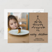 クラフト素朴紙クリスマスツリータイポグラフィ写真 シーズンポストカード (正面/裏面)
