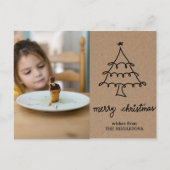 クラフト素朴紙クリスマスツリータイポグラフィ写真 シーズンポストカード (正面)
