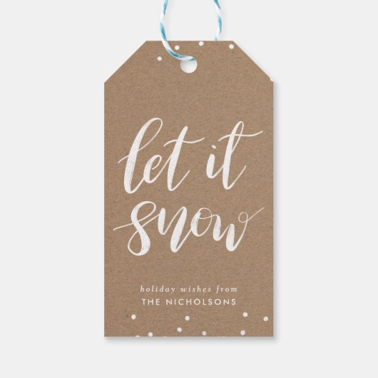 クラフト素朴紙クリスマス | Let It Snow ギフトタグ (裏面)