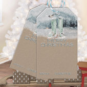 クラフト素朴紙スノーウィーブーツ&《鳥》アメリカゴガラ冬 ギフトタグ