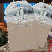 クラフト素朴紙スノーウィーブーツ&《鳥》アメリカゴガラ冬 ギフトタグ