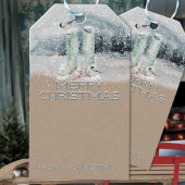 クラフト素朴紙スノーウィーブーツ&《鳥》アメリカゴガラ冬 ギフトタグ