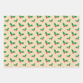 クラフト素朴紙トナカイ、オーナメントとホリー ラッピングペーパーシート (正面2)