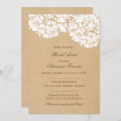 クラフト素朴紙ハイドランジャスブライダルシャワー 招待状 (正面/裏面)