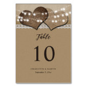 クラフト素朴紙バーラップハートカントリーウェディング テーブルナンバー (裏面)