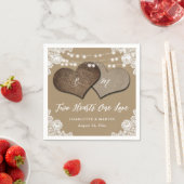 クラフト素朴紙バーラップレースモノグラム結婚ズ スタンダードカクテルナプキン (インサイチュ)