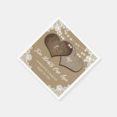 クラフト素朴紙バーラップレースモノグラム結婚ズ スタンダードカクテルナプキン (角)