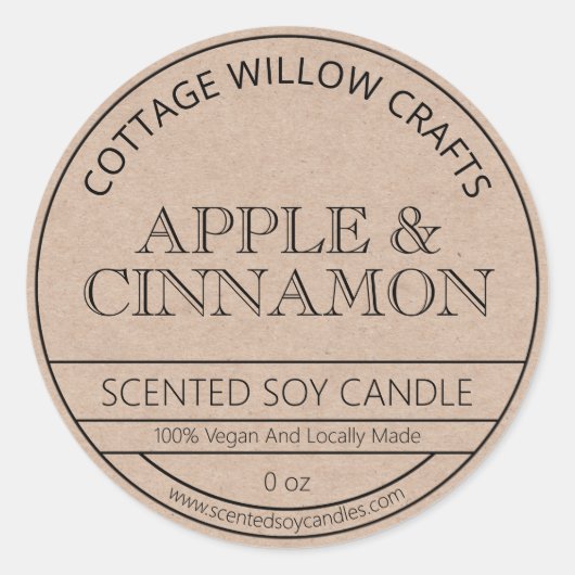 クラフト素朴紙ブラウン大豆キャンドルラベル ラウンドシール (正面)