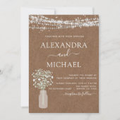 クラフト素朴紙ベビーズブレスジャー結婚ズ 招待状 (正面)