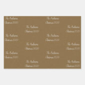 クラフト素朴紙ホワイトファミリー名クリスマス ラッピングペーパーシート (正面3)