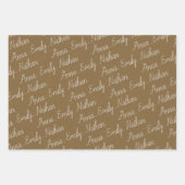 クラフト素朴紙ホワイトファミリー名クリスマス ラッピングペーパーシート (正面2)