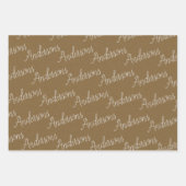 クラフト素朴紙ホワイトファミリー名クリスマス ラッピングペーパーシート (正面)