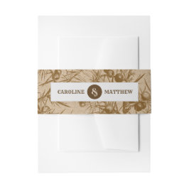 クラフト素朴紙ボ結婚タニカル 招待状ベリーバンド