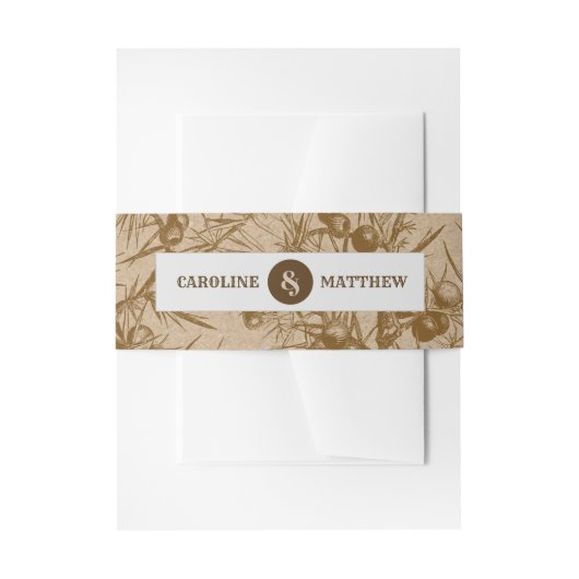 クラフト素朴紙ボ結婚タニカル 招待状ベリーバンド (正面例)