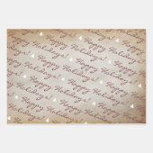 クラフト素朴紙メリークリスマスハッピーホリデイズ ラッピングペーパーシート (正面3)