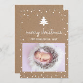 クラフト素朴紙メリークリスマス | ツリーの写真 シーズンカード (正面/裏面)