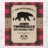 クラフト素朴紙ルックバッファロープレイドとクマ ワインラベル (シングルラベル)