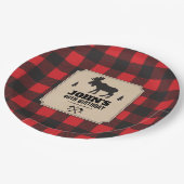 クラフト素朴紙ルックバッファロープレイドとムース ペーパープレート (アングル)