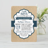 クラフト素朴紙レース海軍ベビーシャワー 招待状 (スタンド正面)