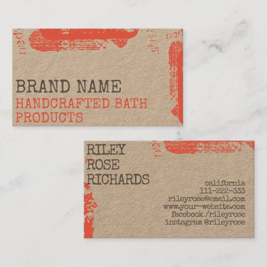 クラフト素朴紙ヴィンテージスタイル手作りクラフツ 名刺 (正面/裏面)