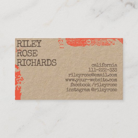 クラフト素朴紙ヴィンテージスタイル手作りクラフツ 名刺 (裏面)