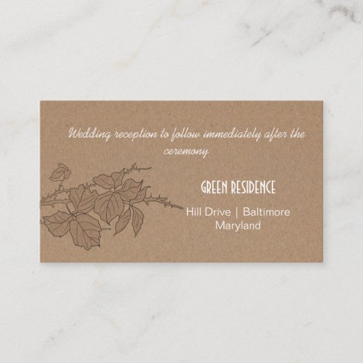 クラフト素朴紙紅葉結婚のインサート エンクロージャーカード (正面)