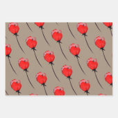クラフト素朴紙赤い花芽と花 ラッピングペーパーシート (正面3)