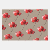 クラフト素朴紙赤い花芽と花 ラッピングペーパーシート (正面2)