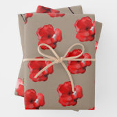 クラフト素朴紙赤い花芽と花 ラッピングペーパーシート (インサイチュ)