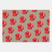 クラフト素朴紙赤い花芽と花 ラッピングペーパーシート (正面)